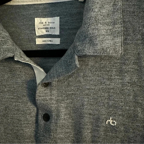 Size M Men’s Rag & Bone Grey Standard Issue  Short Sleeve Polo - Picture 3 of 3